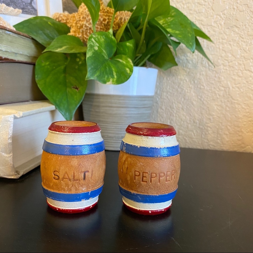 Vintage Red White and Blue Salt and‎ Pepper Shakers